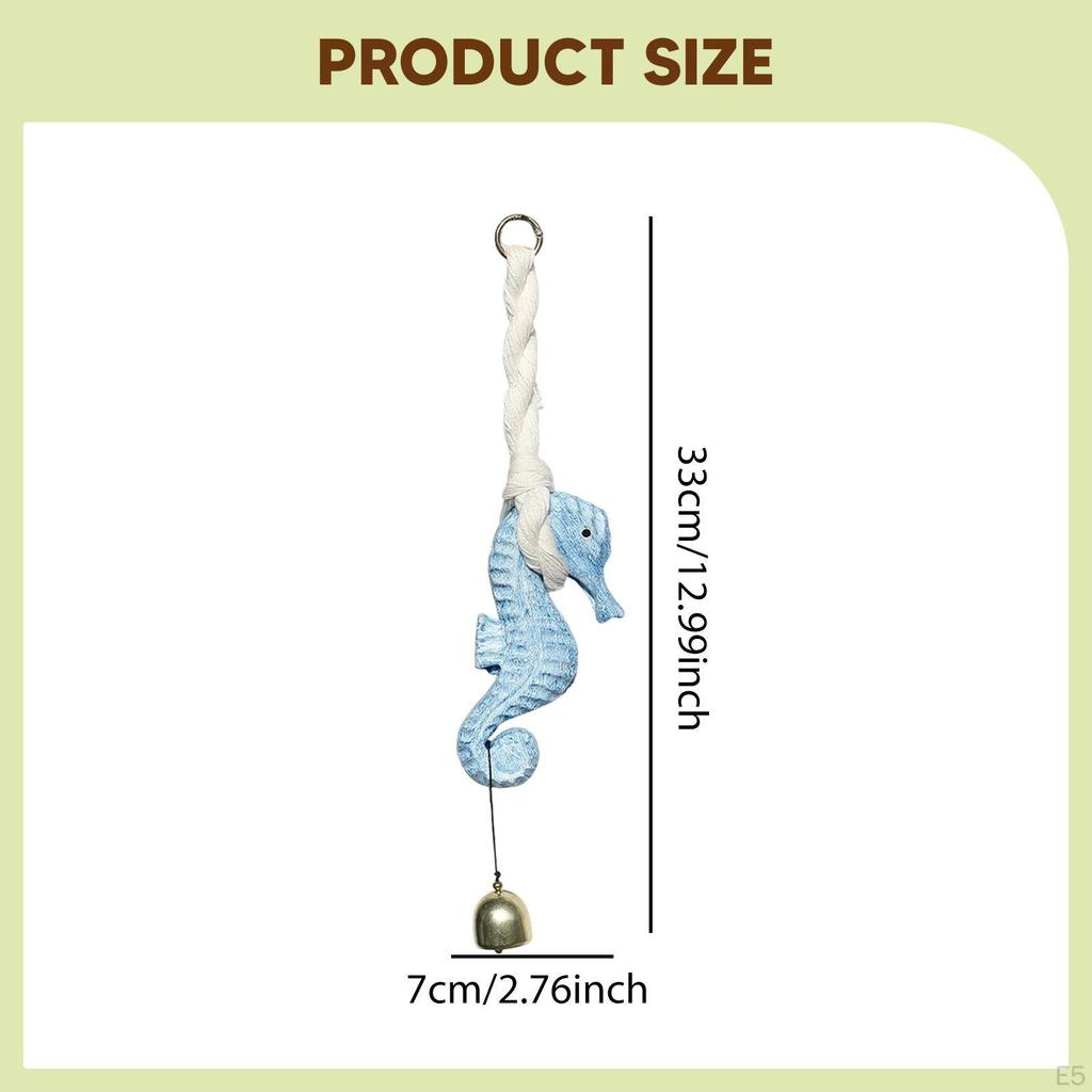 Hanging Door Opening Ornament Charm Windchime Wooden Seahorse Doorbell Pendant for Office Wall