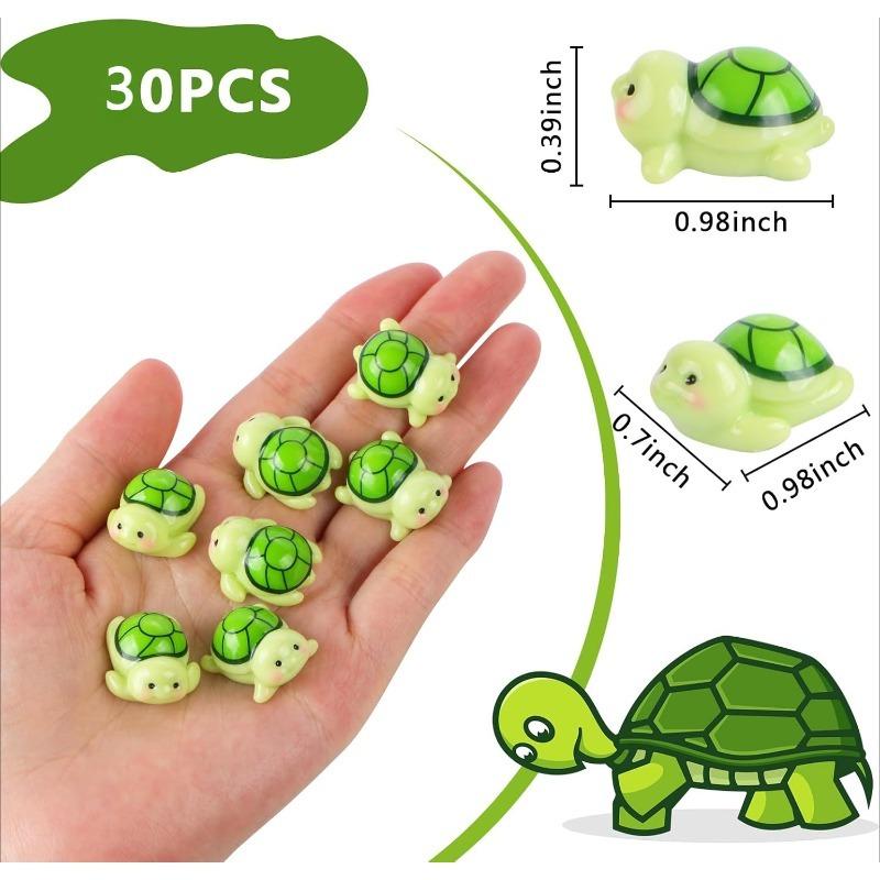 30 Stück kleine Schildkröten fürs Puppenhaus, Mini-Tiere aus Kunstharz, Mini-Grüne Schildkröten für den Feengarten, Mikromoos-Landschaft, Heimdekoration