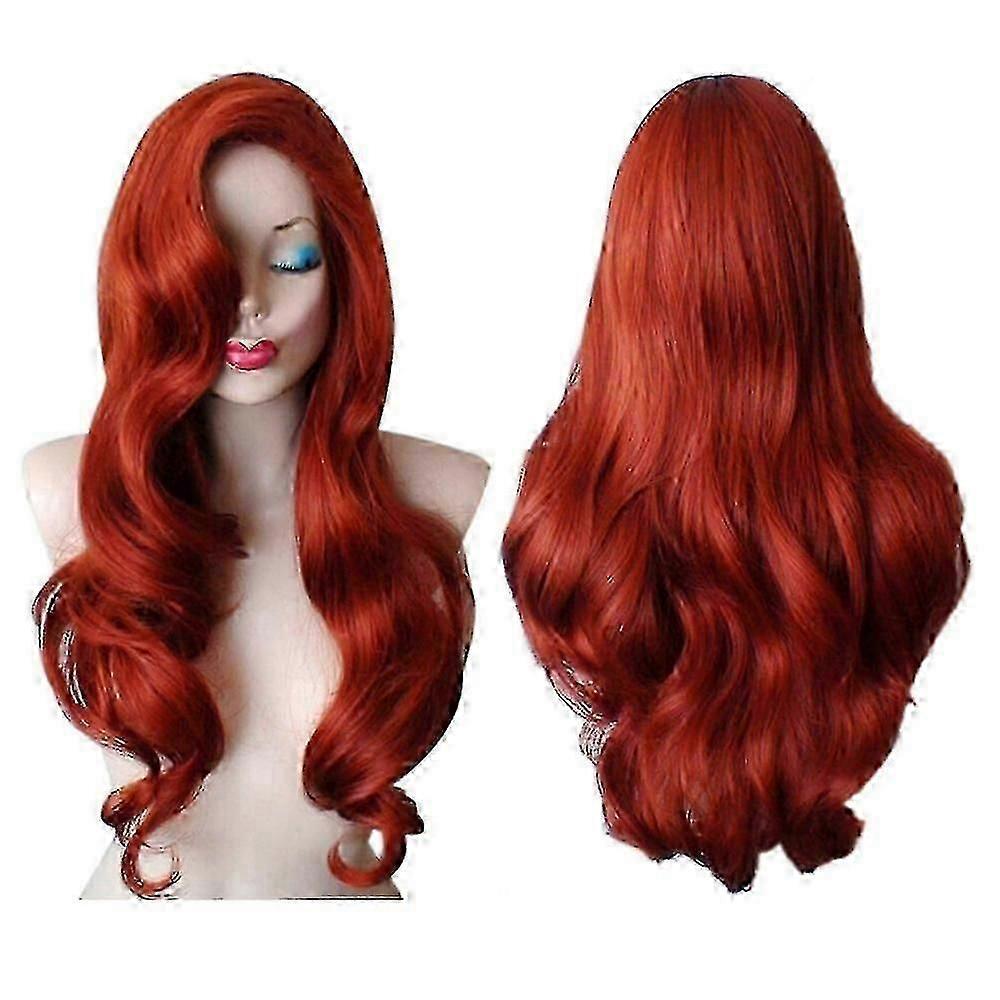 Parrucca Jessica Rabbit Adulto Carnevale Cosplay Sintetica Lunga Ondulata Parrucche Parrucca meno
