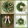 2pcs 20cm Artificial Eucalyptu Wreaths Spring Summer Round Faux Greenery Wreath for Wall Window Rustic Home Outdoor Indoor Decor