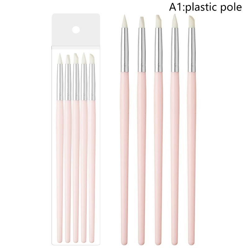 

5 шт./набор силиконовые кисти для дизайна ногтей, ручка, кисть для УФ-гель-лака, кончик, 3D-изображение, для DIY, кисти для доттинга, ручка для скульптуры, инструмент для DIY-маникюра
