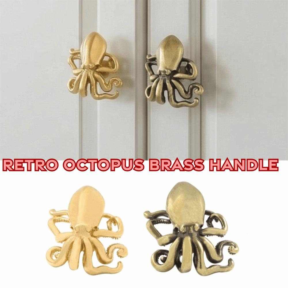 Furniture Hardware Cabinet Door Knobs Retro Wardrobe Drawer Pulls Octopus Brass Handle  Dresser