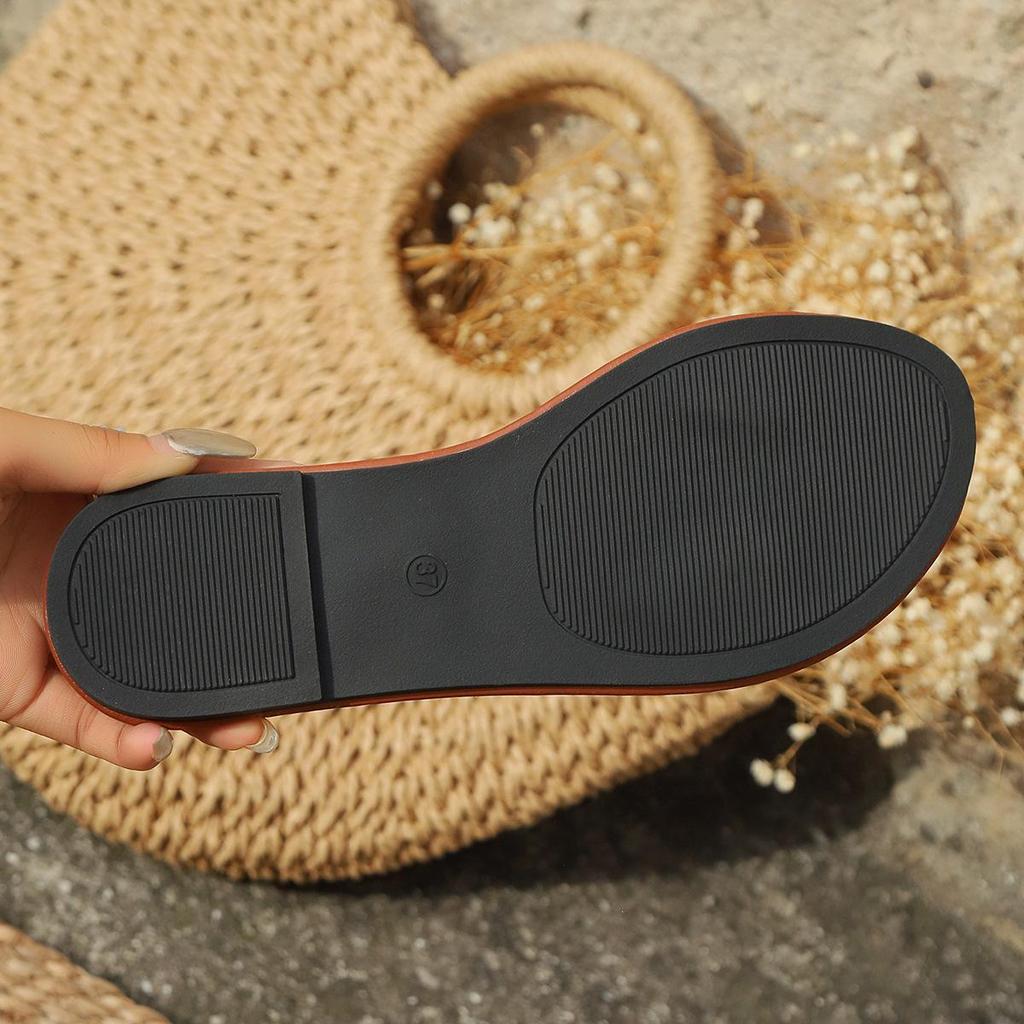Women's Plus Size Woven Flat Slippers - Summer 2025 Beach Sandals