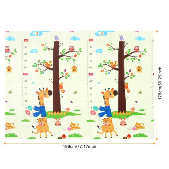 80x72in Baby Play Mat Extra Large Crawling Mat with Cartoon Animal Pattern Thick Foam Play Mat Reversible Portable Baby Floor Mat