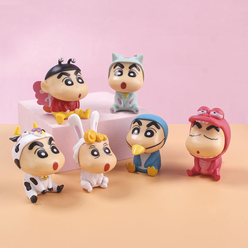 Set of 6 Crayon Car Home Figure Model Crayon Doll Anime Desktop Car Anime Animation Car Supplies Shin-chan Figures, Ornaments, Decor, Decorations,