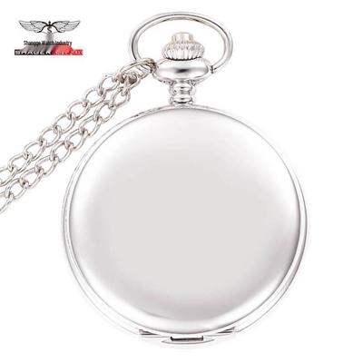 Vintage divpusējs pulēts kabatas pulksteņa kaklarota - Klasisks kulons vīriešiem un sievietēm