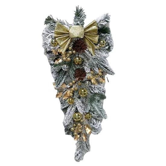 Yousheng Christmas Staircase Wreath Garland Bow Front Door Hanging Garden Xmas Tree Pendant Party New Year Home Decoration