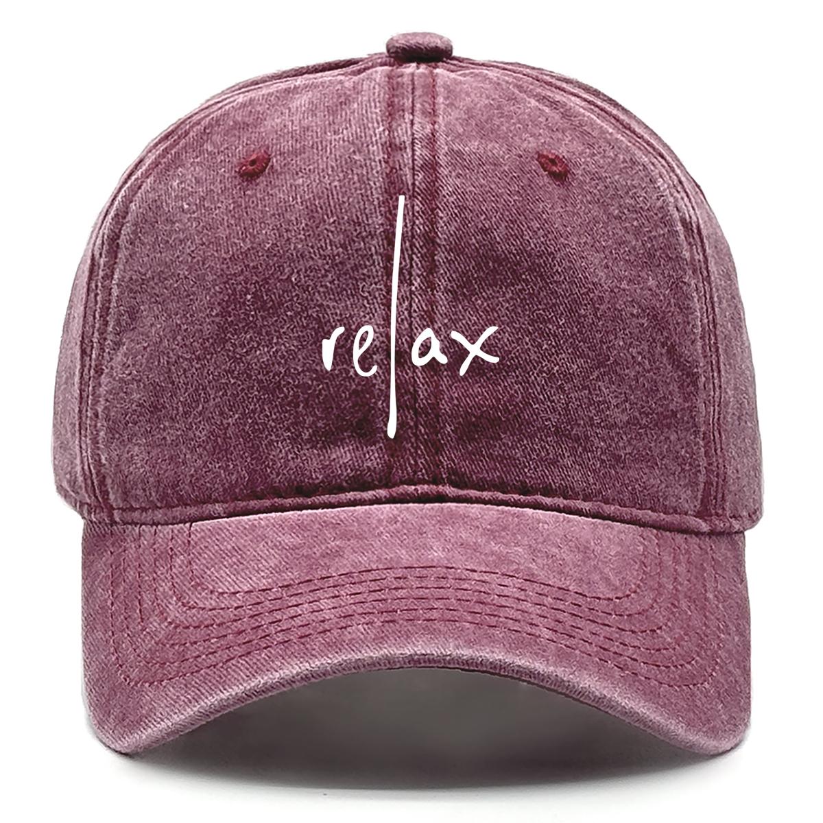 

Washed Cotton Snapback Baseball Hat Artistic Text Relax Snapback Hat Retro Raw Brim Adjustable Baseball Caps