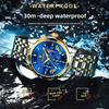 Swiss Mens Watch With Luminous Dial Moon Phase Chronograph For Sports And Casual Wear