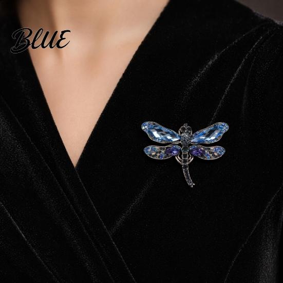 Anti-oxidation Brooch Dragonfly Brooch Sparkling Rhinestones Lapel Pin with Strong