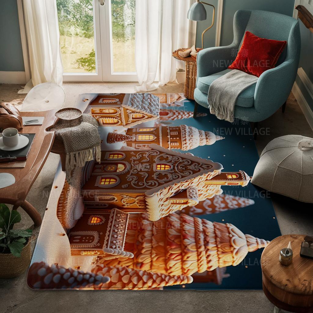 House Entrance Carpet Home Door Mat Living Room Bath Foot Bathroom Non-slip Water Absorption Rugs Bath Merry Christmas Winter