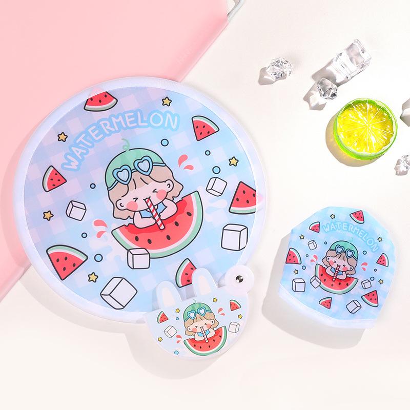 1PCS Cute Folding Fan with Reflective Board Cartoon Portable Fan Small Fan Student Mini Fabric Group Fan Folding Fan