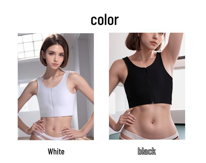 Ice Silk Chest Sculpting Vest for Women - Zipper Binder with Bust Reduction & Body Shaping Features
