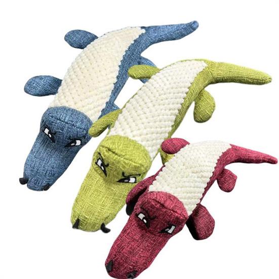 Squeaky Crocodile Dog Chew Toy Boredom Stress Relief Plush Crocodile Teething Toy Bite Resistant Stuffed Animal Plushie Pet Supplies