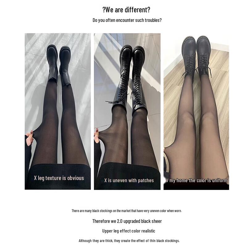 Langsana Fleece-Lined Sheer Black Thermal Tights