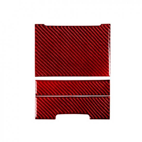 3Pcs Red Carbon Fiber Center Console Cupholder Cover Trim For Hyundai Azera