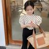 Kinder Mädchen Shirt Sommer Kleinkind Mädchen Polka Dot Shirts Puff Kurzarm Bluse Casual Top Rückenfreies Shirt