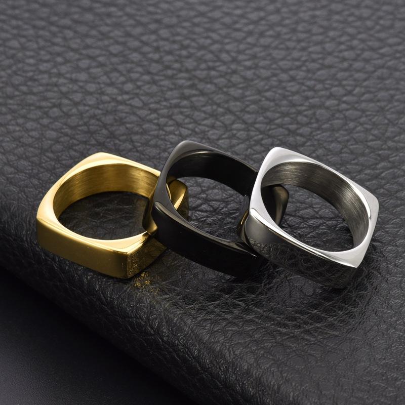 Accessories 6MM Wide Square Design Glossy Ring Couple Jewelry Simple High-end Square Ring