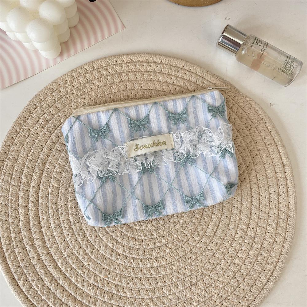 Lace Floral Coin Purse Niche Portable Key Earphones Lipstick Storage Bag Girls Coin Pouch Kids Zipper Cute Purse Small Wallet