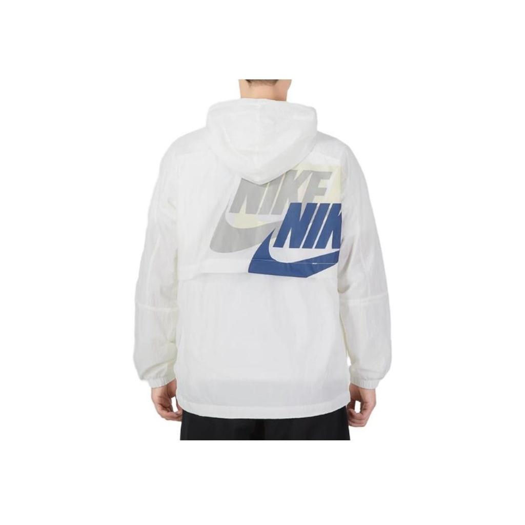 Nike Herren Sportbekleidung Logo Grafik Kapuzenjacke Gewebt Weiß DV3313-133