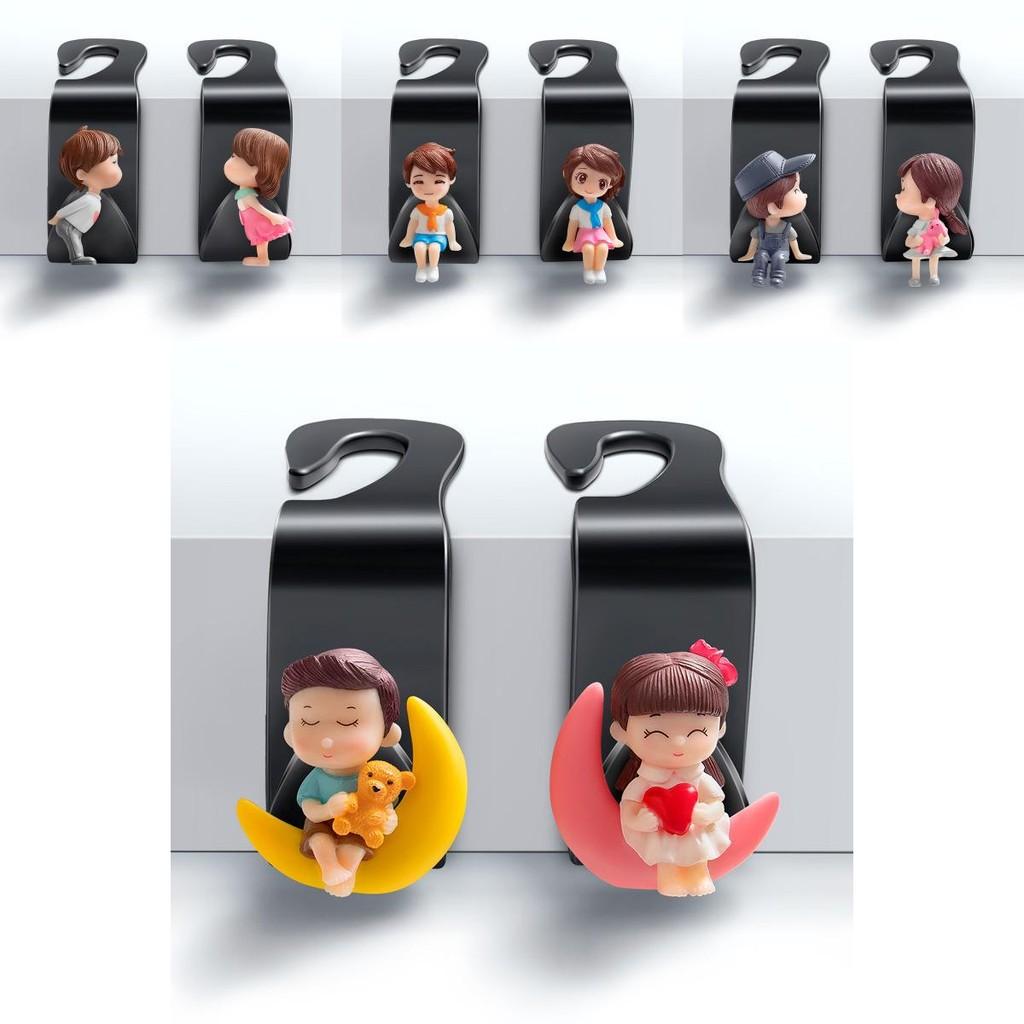 Versatile Car Seat Back Hooks Decorative Car Interior Products Plastic Material Lovely Kiss Couple 1 Pair Hooks