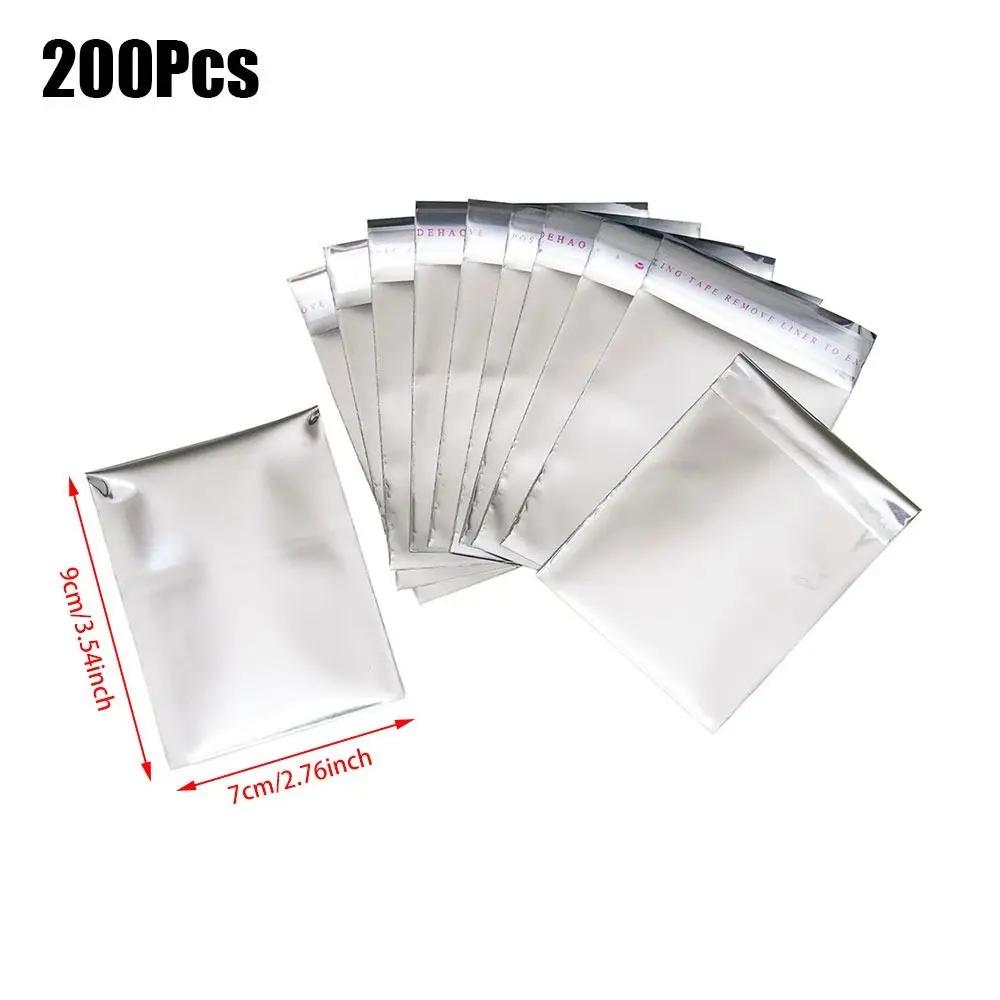 

200Pcs Gifts Package Self Adhesive Bags Aluminum Foil Cookie Candy Packaging Small Seal Bag 7x9cm Silver Storage Bags