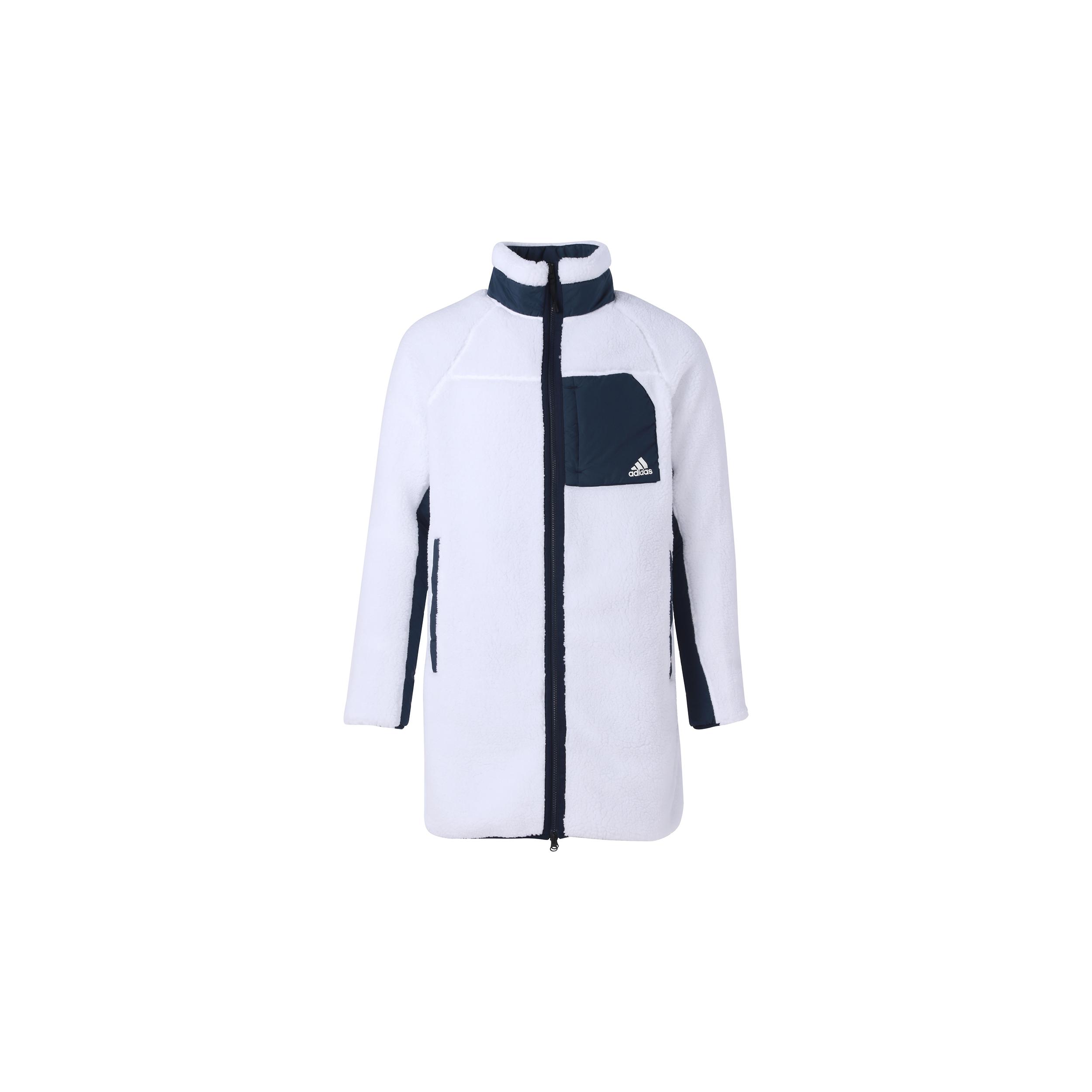 Унисекс велюровые куртки Adidas Белые с воротником-стойкой Утепленные H23104 XS
