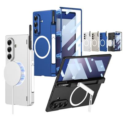 Magnetic Hinge Protection Kickstand Full Body Pen Slot Case for Samsung Galaxy Z Fold7 with Screen Glass Film +Stylus Pen