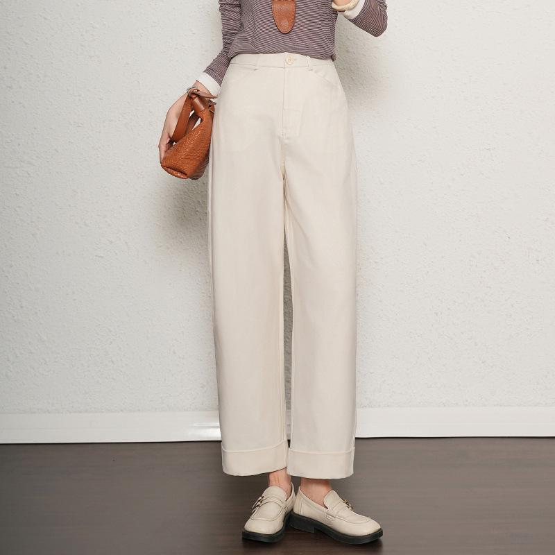 2025 Women's Small Size Cotton Linen Wide Leg Pants - Versatile, Slimming, Casual for Spring & Autumn