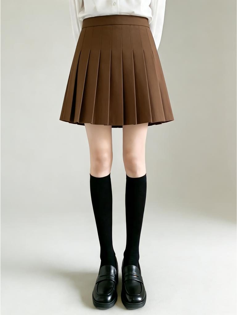 1/2 Pairs Women Black White Knee High Socks Uniform Style Solid Color Calf Socks
