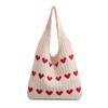 [ideamall] Knitted Heart Tote Bag, Cute, Korean Style, Crocheted (White)