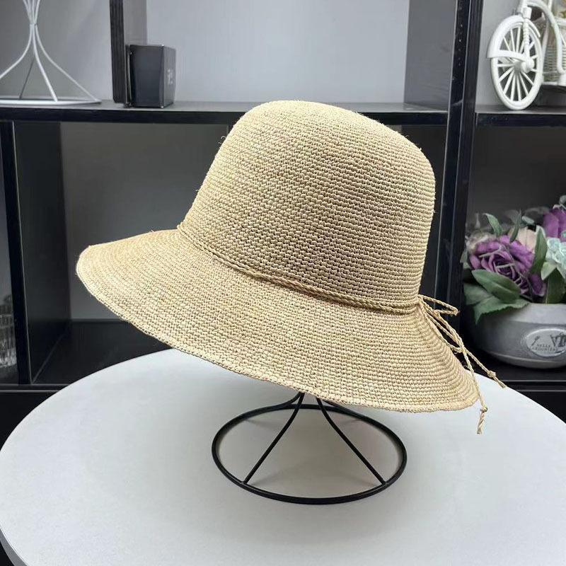 Handmade crochet raffia hat women's summer travel sunscreen UV protection sun straw hat sun hat foldable