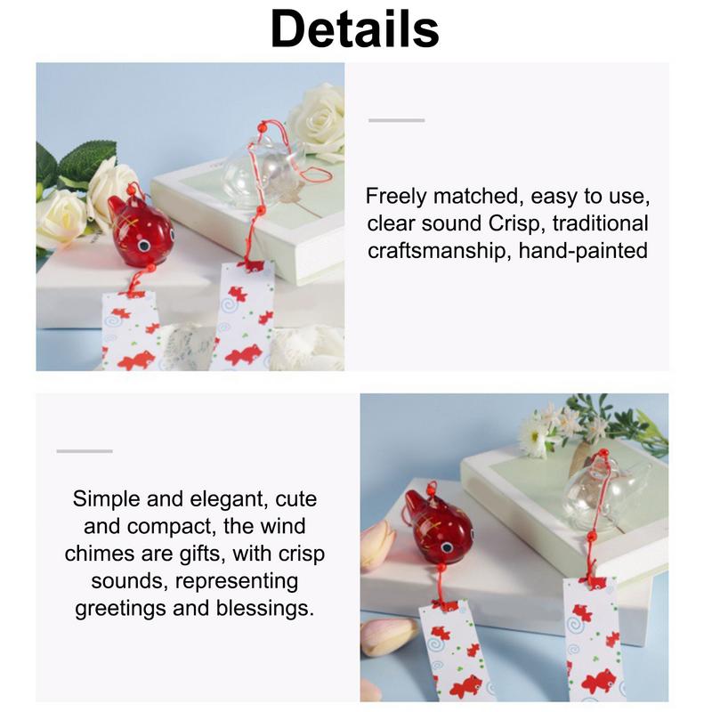 Glass S Style Goldfish Garden Hanging Ornament Outdoor Decor Pendant Furin Decorative Fish Japanese Wind Chimes