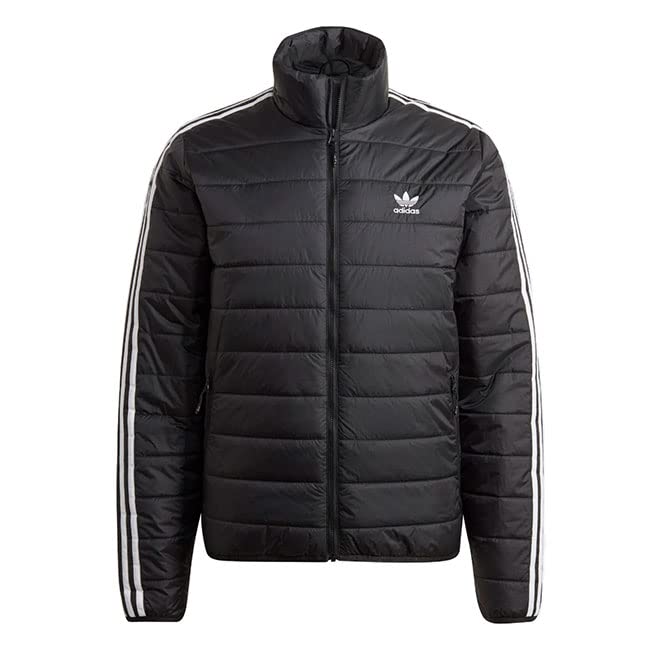 Adidas XL Black Quilted Jacket with Stand Collar and Three Stripes Men's (HL9212)
