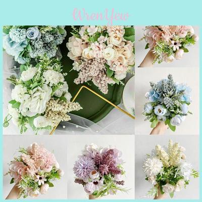Elegant Real Touch Artificial Silk Flowers Bridal Wedding Bouquet For Home Party Decor
