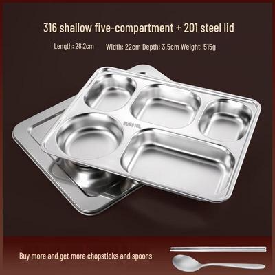 Yipan 316 Stainless Steel Divided Lunch Tray