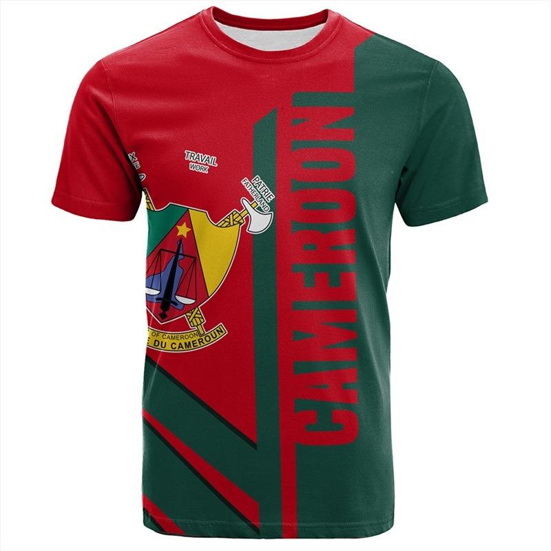 Africa Cameroon Flag Map Graphic T Shirt For Men Clothes National Emblem Short Sleeve T Shirts Kids Jersey Tee Tops