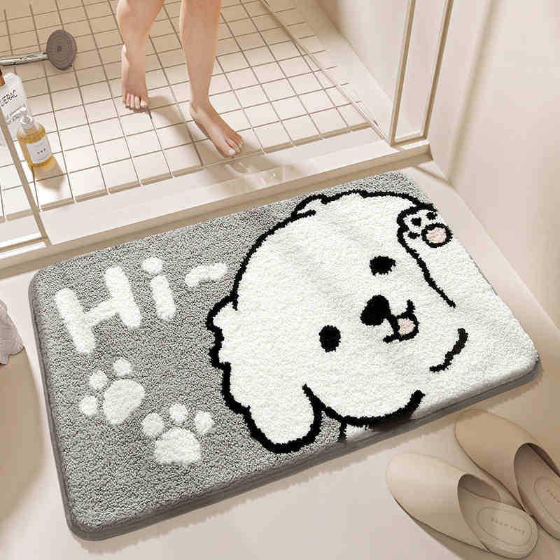 Cartoon Faux Cashmere Washable Door Mat - Dirt-resistant & Water-absorbing Bathroom Floor Mat
