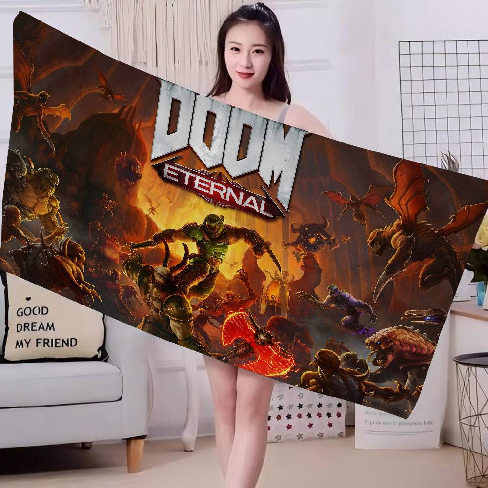 Shooting Game D-Doom Microfiber Blanket Quick Drying Beach Towels Oversized Printing Super Absorbent Pool Towel Blanket