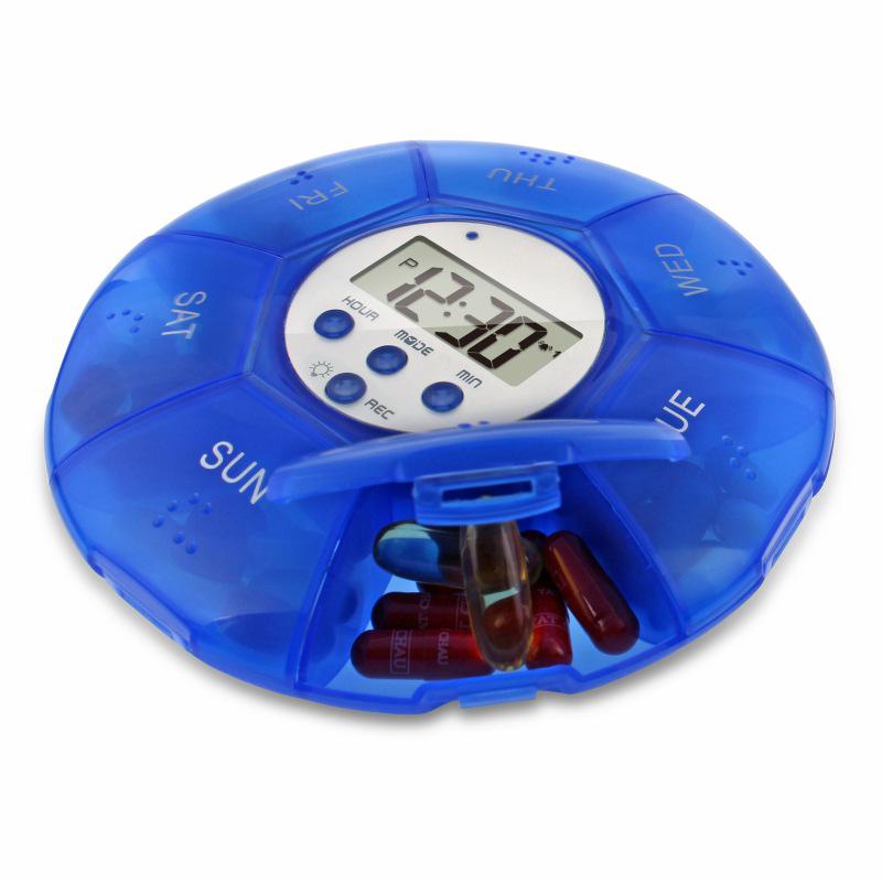 Electronic Timed Pill Box with Pre-recorded Alarm Reminder for Medication
