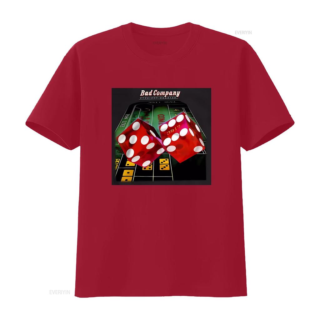 Straight Shooter Rock Group Bad Company T Shirt Paul Rodgers Mick Ralphs Retro Casino Dice Design vintage Washed Unisex homme