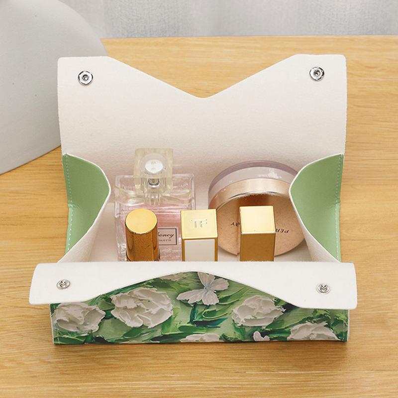 Oil Painting Style Flowers Tissue Box Creative Tabletop Napkin Box For Home Living Room