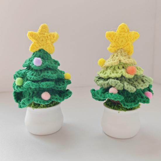 Christmas Yarn Ornament Bright Color Xmas Tree Star Shape Knitted Tree