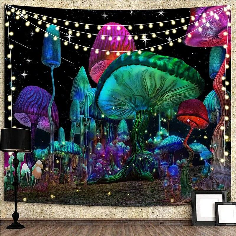 Psychedelic Mushroom Tapestry Divination Psychic Wall Hanging Hippie Bohemian Cute Room Decor Magic Tapestry Art Home Decor
