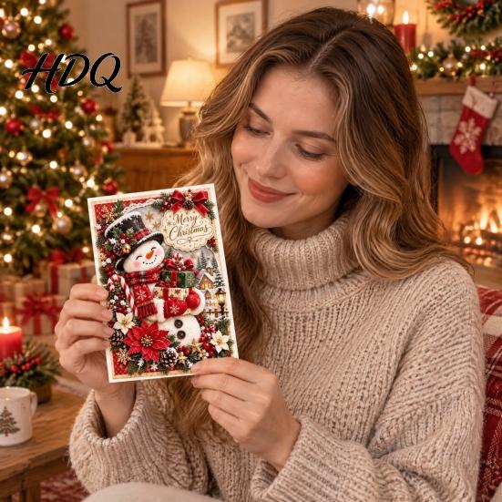 Seasonal Greeting Cards for Family Christmas Card 2D Flat Merry Santa Claus/Elf/Angel/Snowman Card Holiday Gatherings Party Favors Gifts Kids,