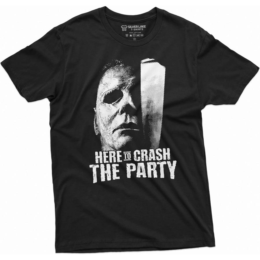 Funny Here to Crash The Party Shirt Halloween Movie Inspired Shirt Serial Killer Shirt Horror Tee XXXXXL чёрный