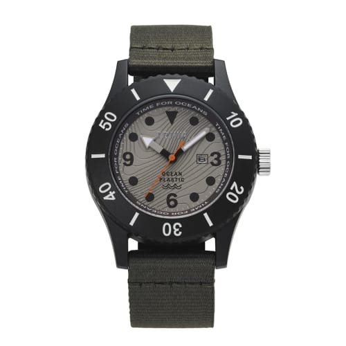 

TRIWA Men s & Women s (Unisex) Watch with Recycled Canvas Strap, Khaki and Black, Made in Japan, TFO221-CL150912-J, TIME FOR SUB OCEANS CAMP, Authenti