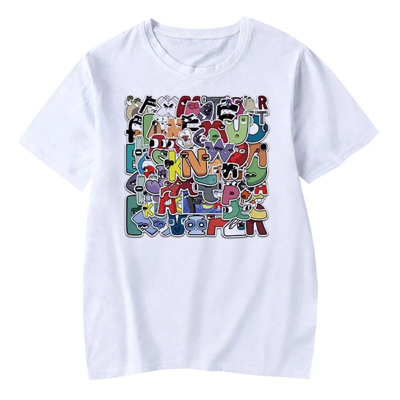 T-shirt Estive Traspiranti a Maniche Corte Stampa 3D Cartone Animato Gioco Alphabet Lore per Bambini 2-13 Anni Ragazzi Ragazze Abbigliamento Casual