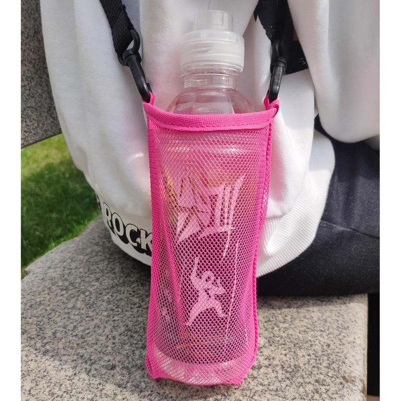 Water Bottle Holder Mesh Bottle Sling With Adjustable Shoulder Strap Kids Water Bottle Carrier Sleeve For Walking Outdoor Sports