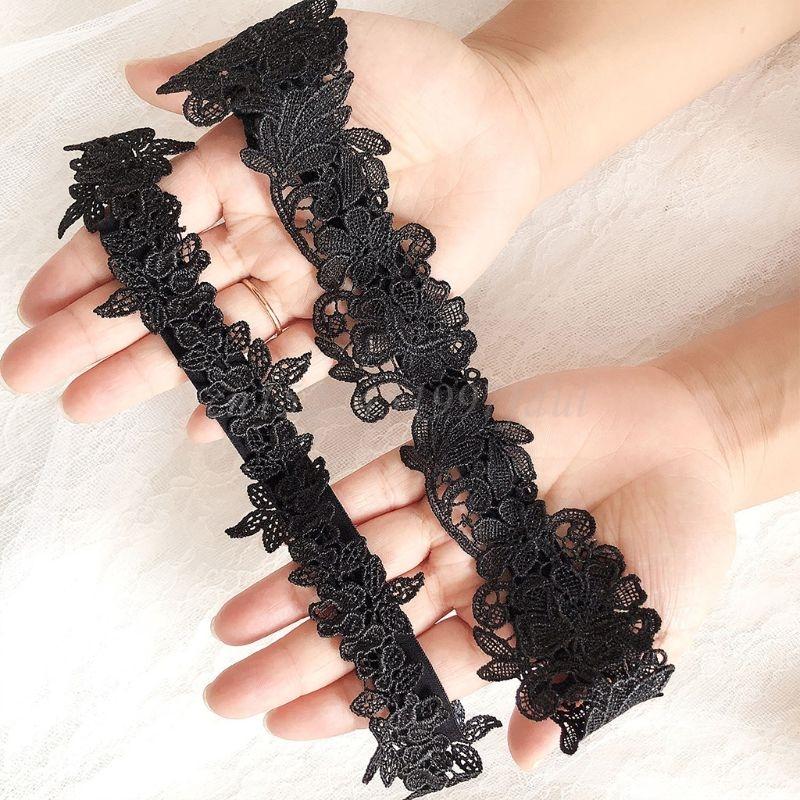 Women Embroidery Floral Lace Thigh Rings Set Wedding Prom Bridal Decorative Stretch Band Solid Color Hollow Seamless Leg Garters